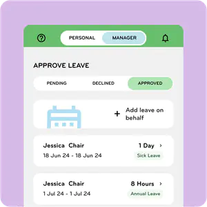Request and approve leave from the app