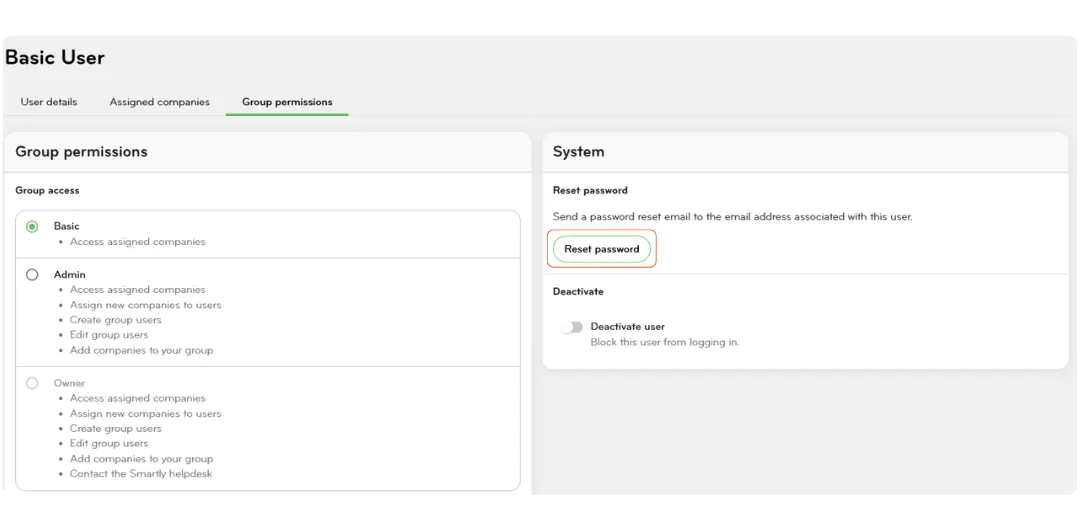 Reset a password