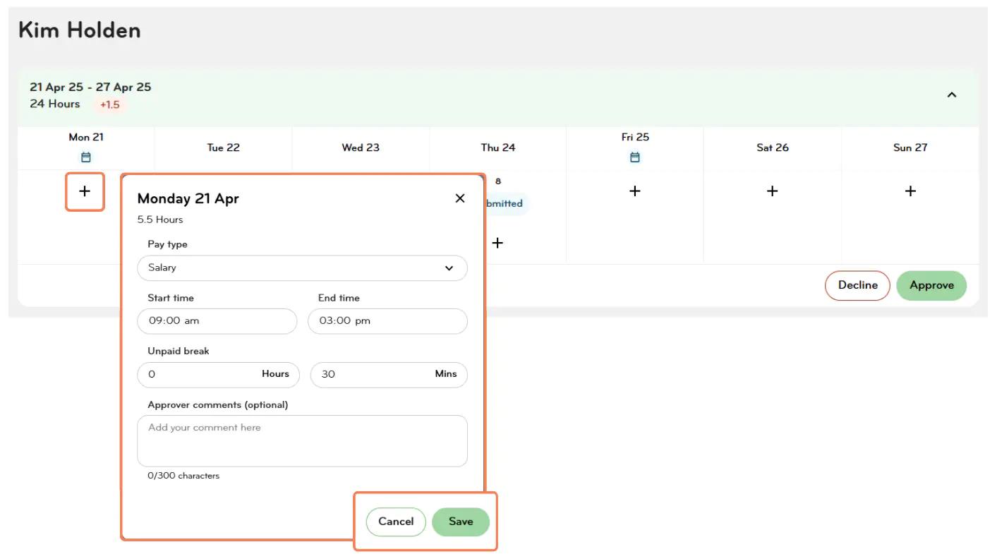 adding a timesheet
