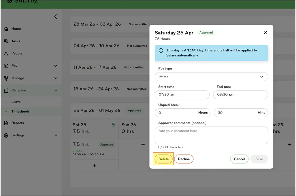 Employee with 1.5 rate and Alt Public Holiday Earned