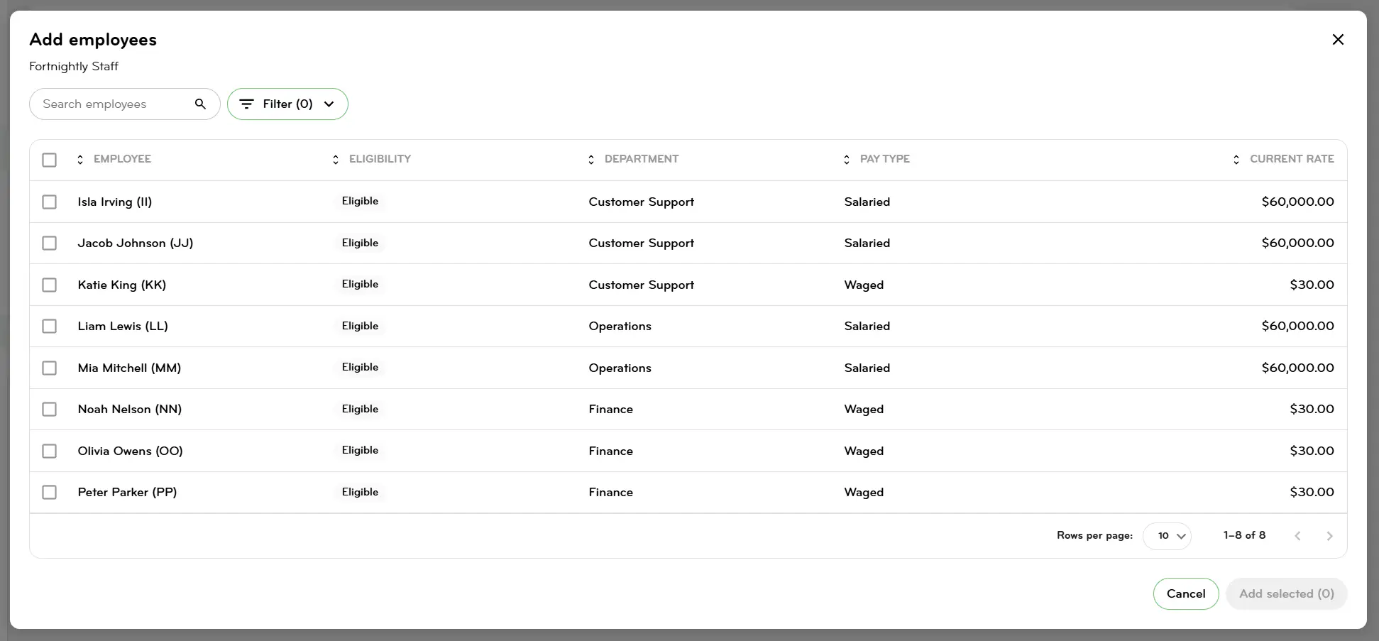 Pay rate change-add employees