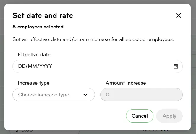 Pay rate change - update date