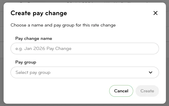 Pay rate change-create a pay rate change