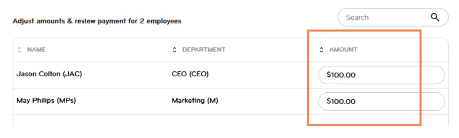 Navigating to the one-off payment to enter a bonus