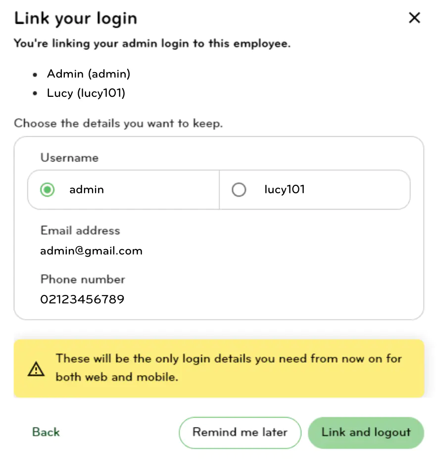 Linking logins