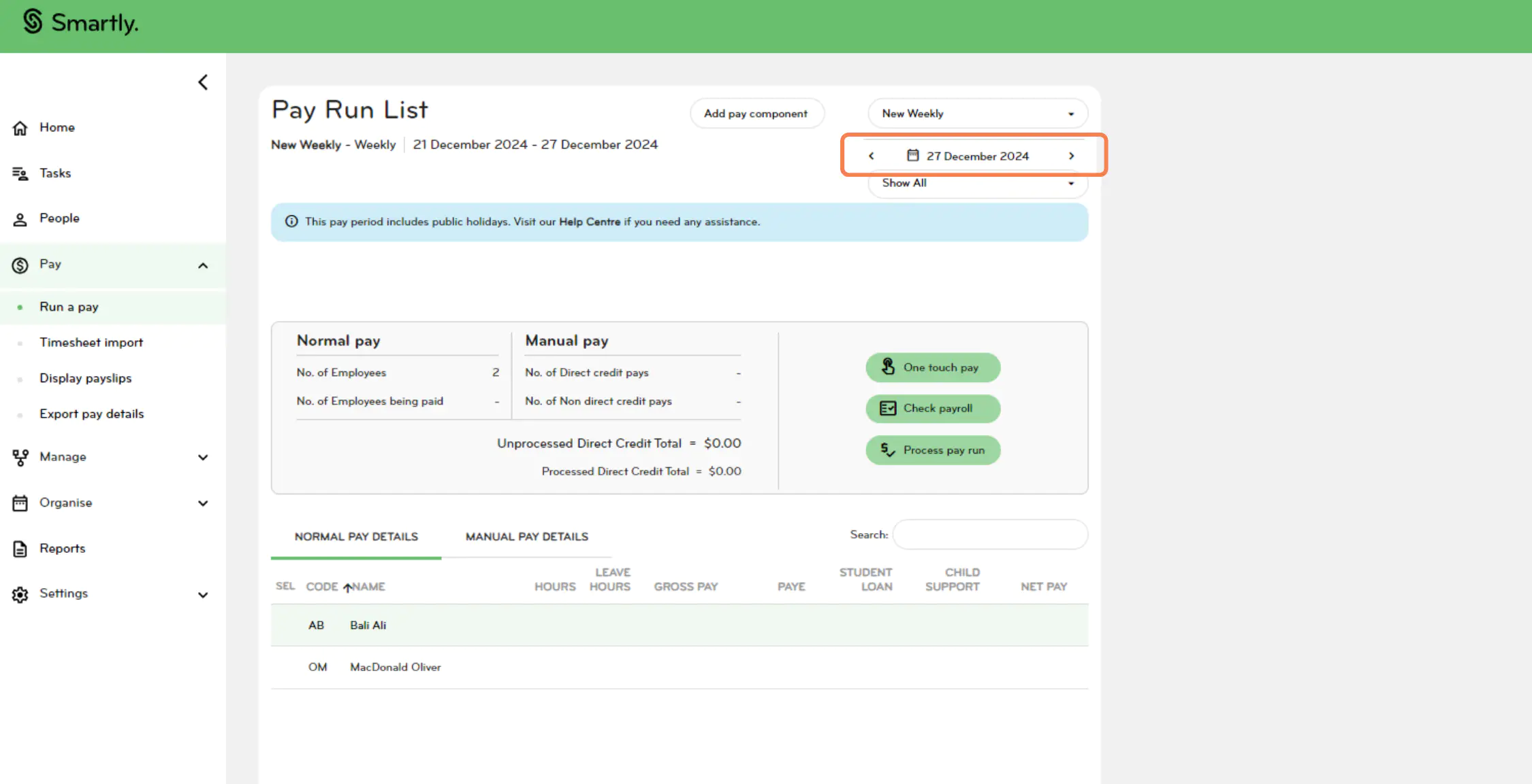 Selecting the correct pay period