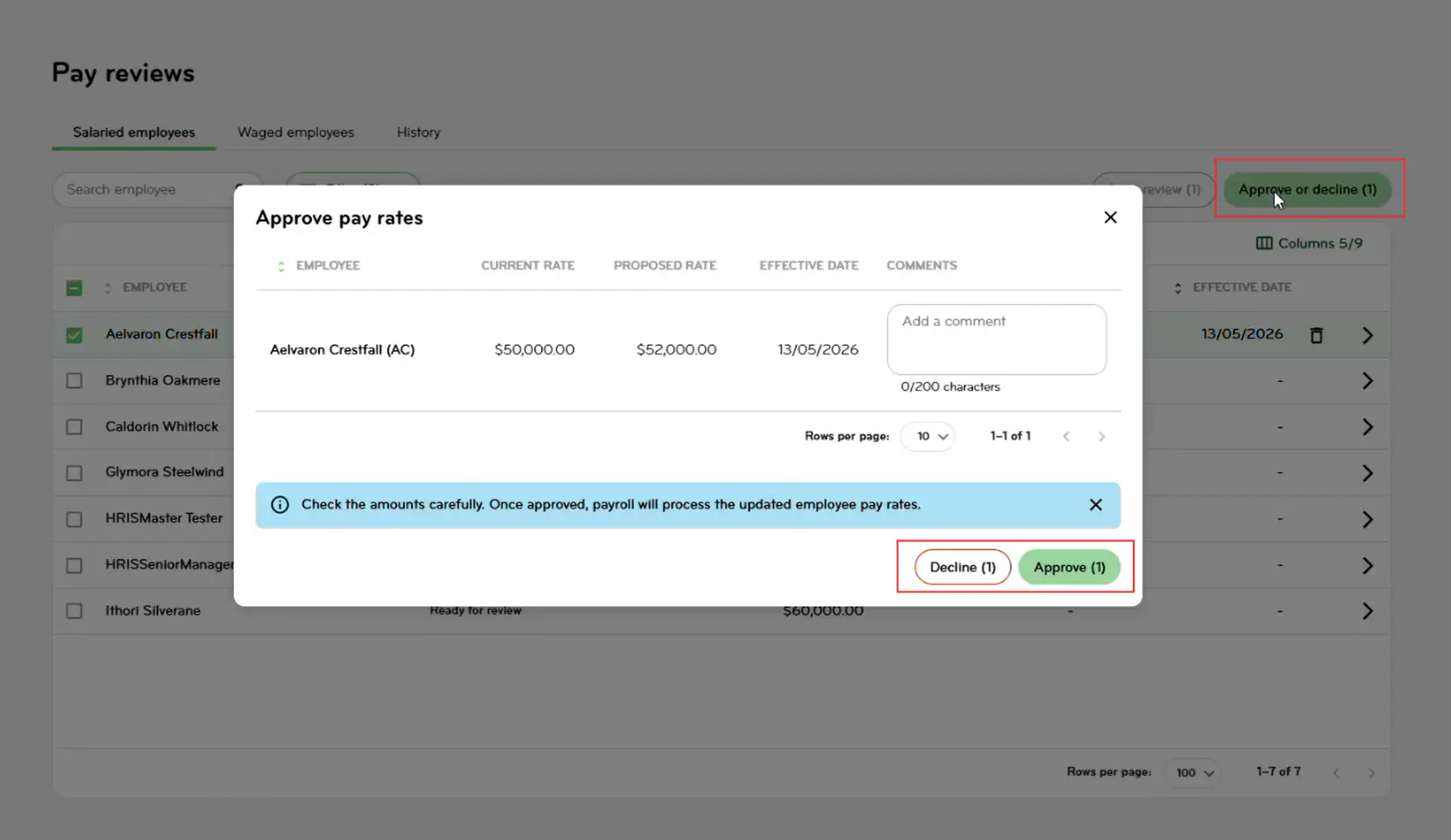 Pay Review Approvals