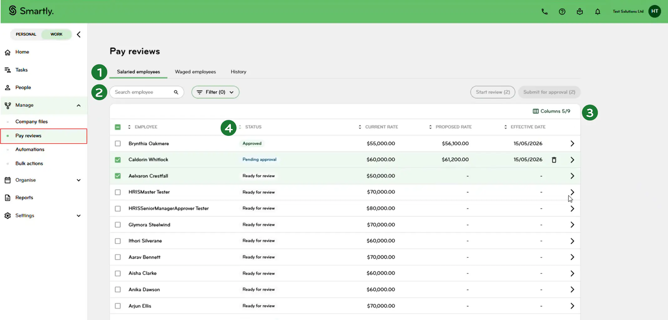 Pay review navigation