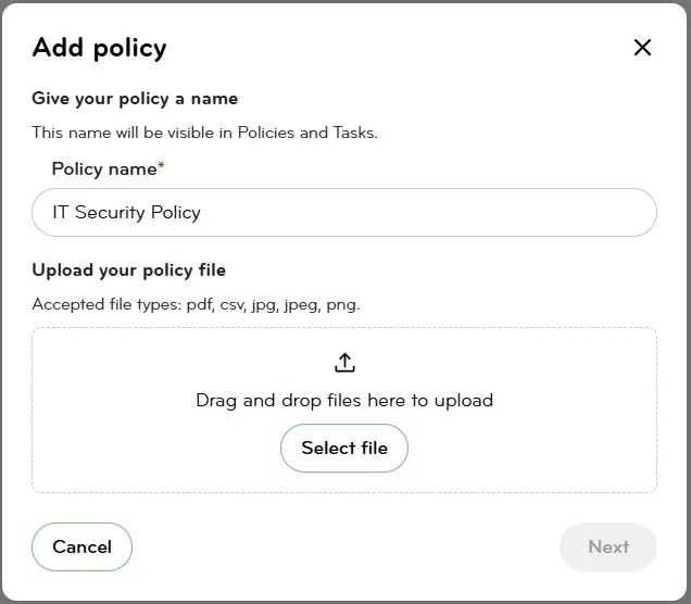 Add policy wizard