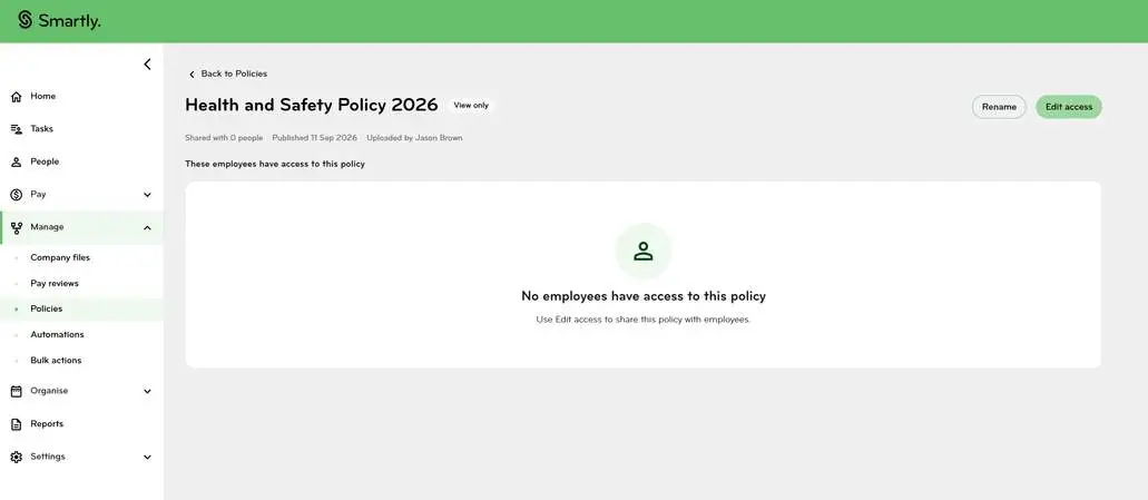 Policy View Only Not Shared