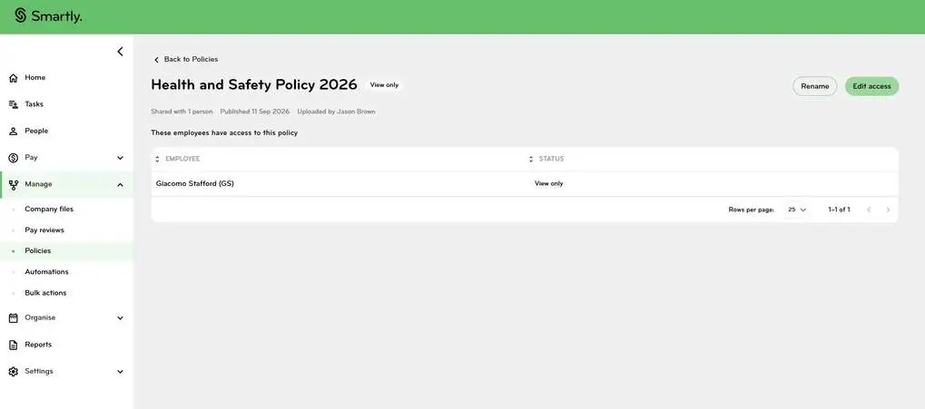 Policy View Only Shared