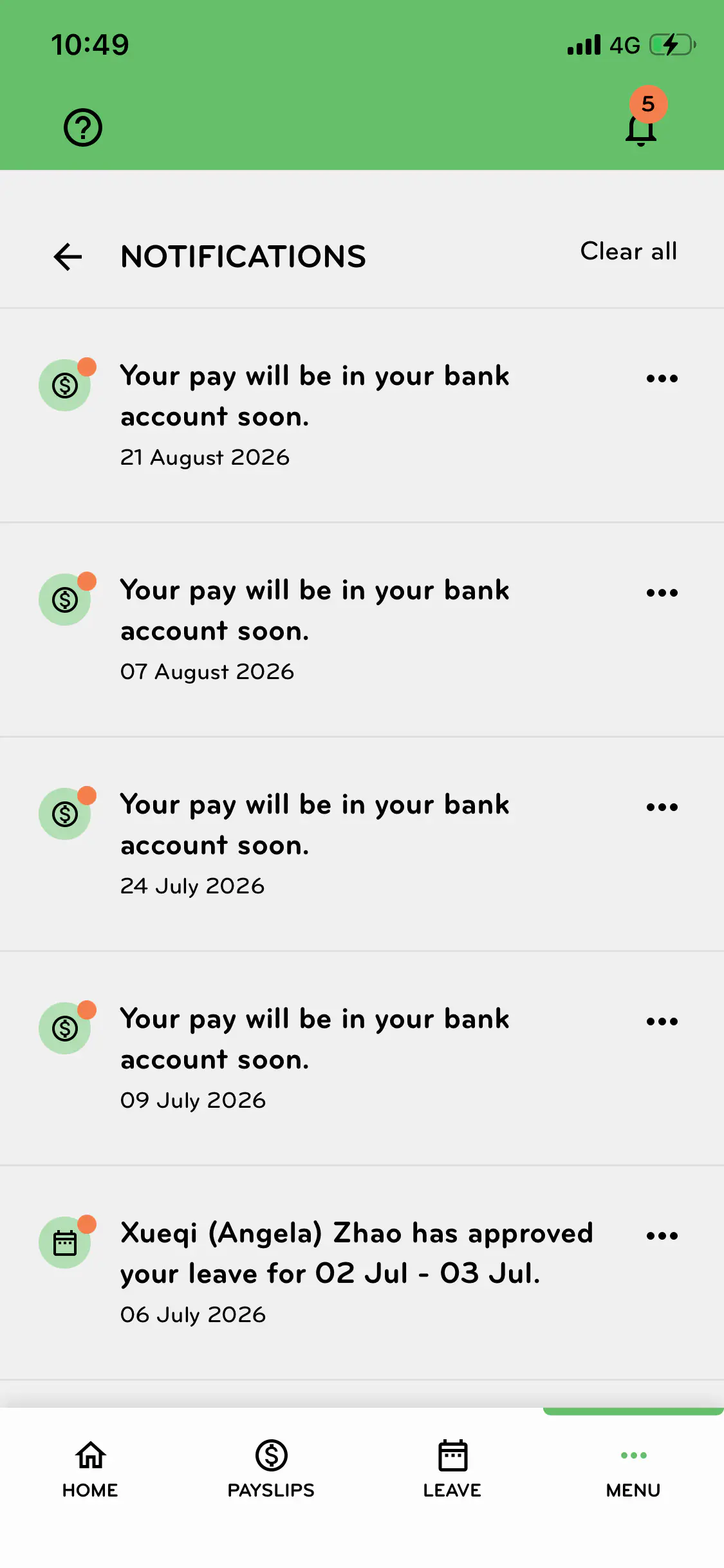 Mobile tasks notification