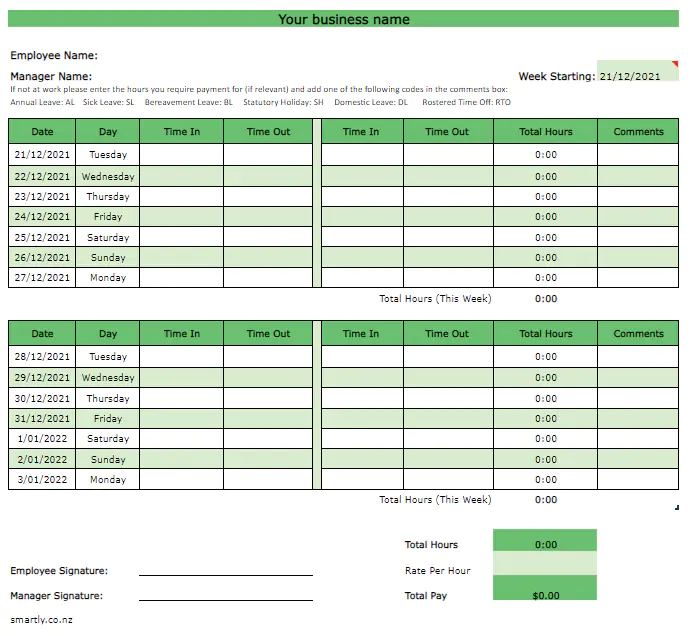 construction timesheet template excel