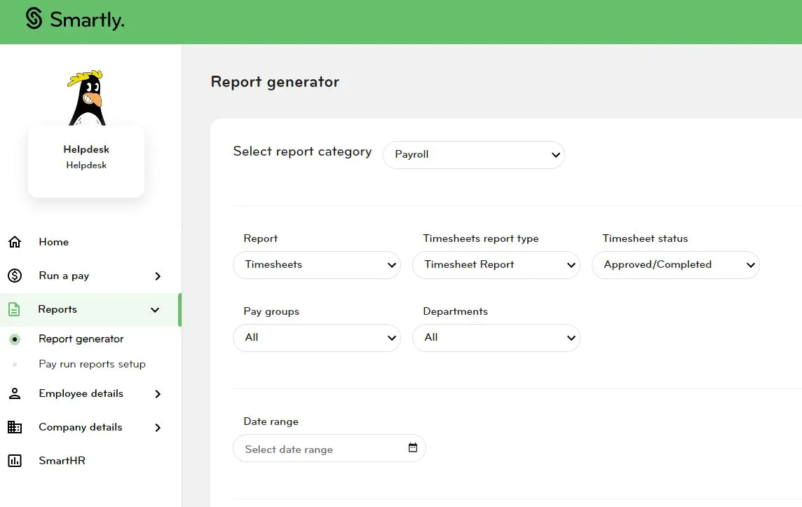 Smartly's report generator interface
