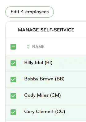 Editing permissions for multiple employees at a time