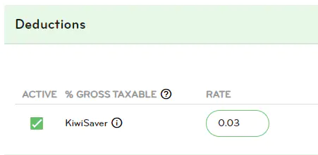 Kiwisaver deduction as decimal