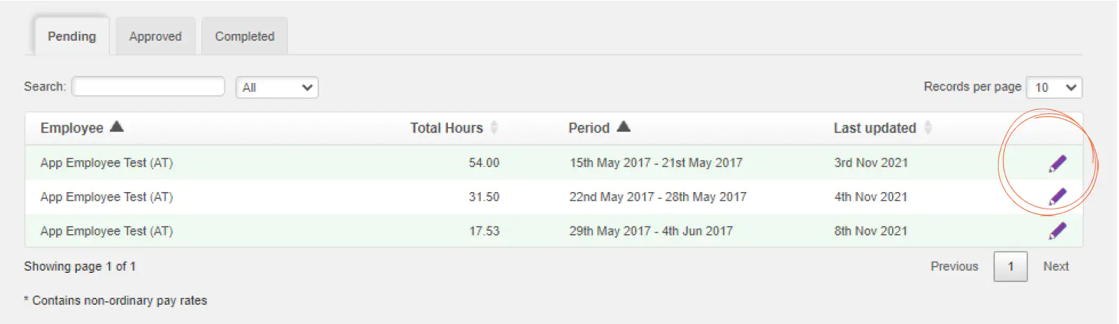 Approving or declining timesheets