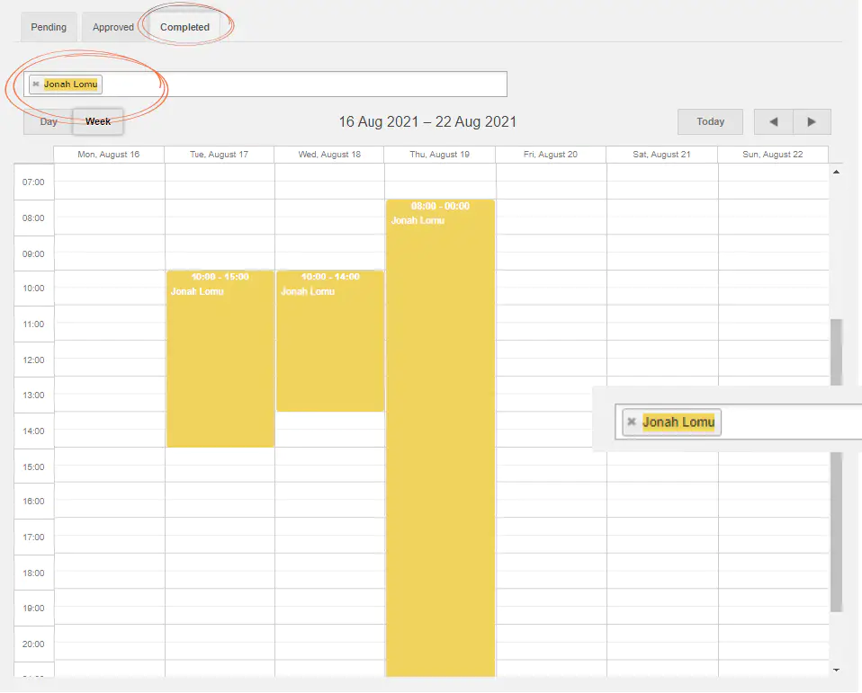 Completed timesheets