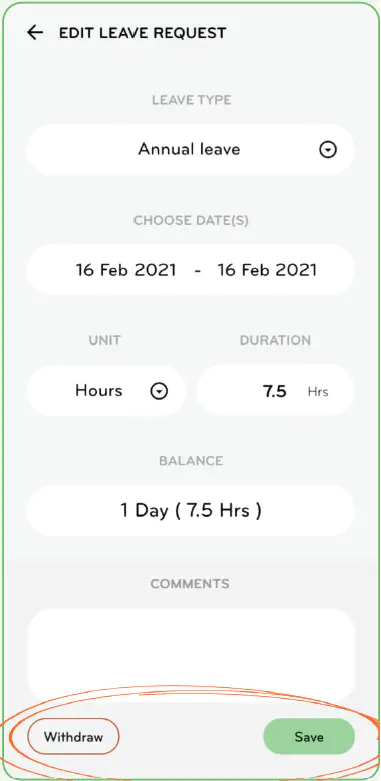Edit or withdraw a leave request 2