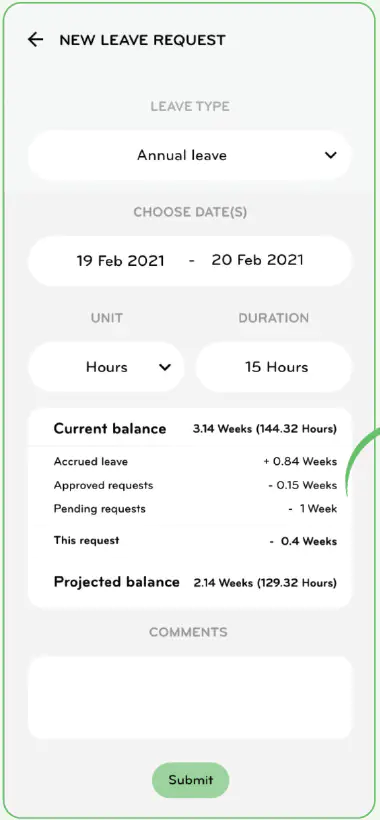 Future leave balances