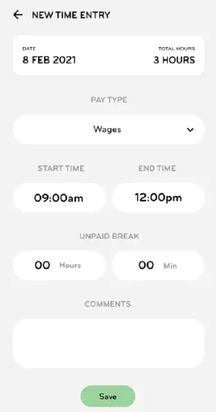 How to enter a time entry on the mobile app
