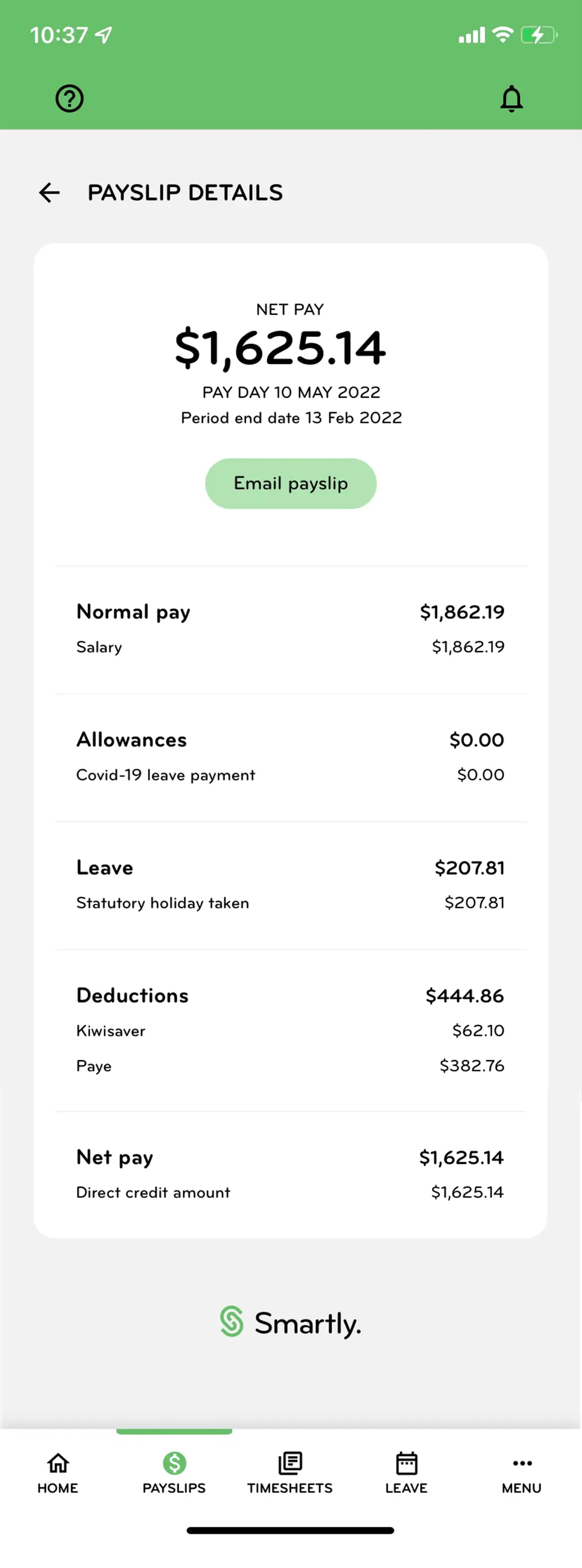 Payslip mobile app