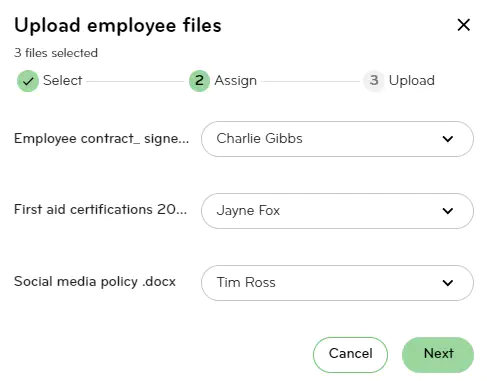 Bulk upload employee files