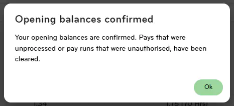 Opening balances confirmed