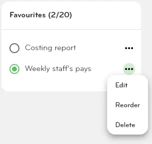 Edit, re-order or delete a favourite report
