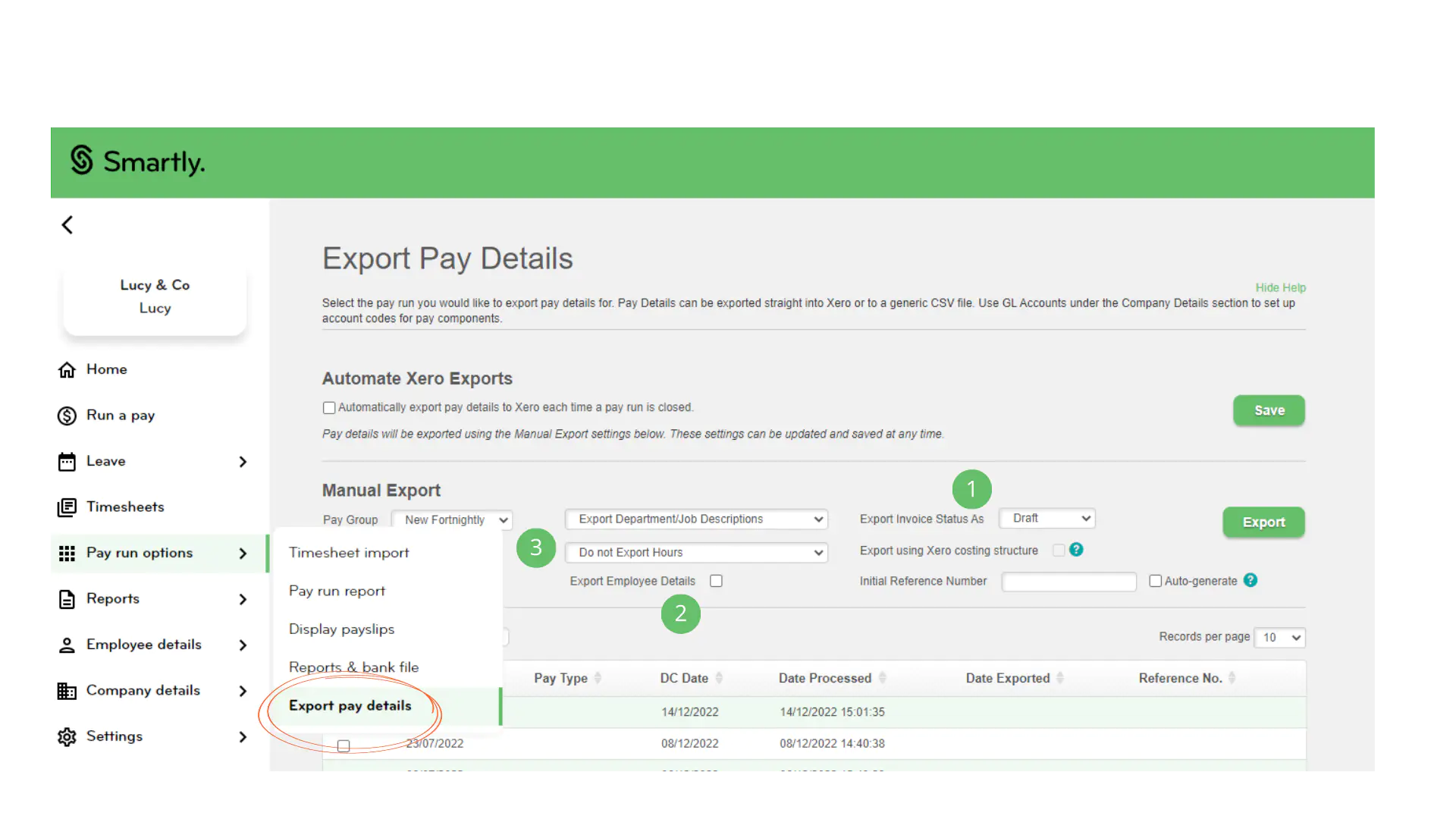 Export to Xero