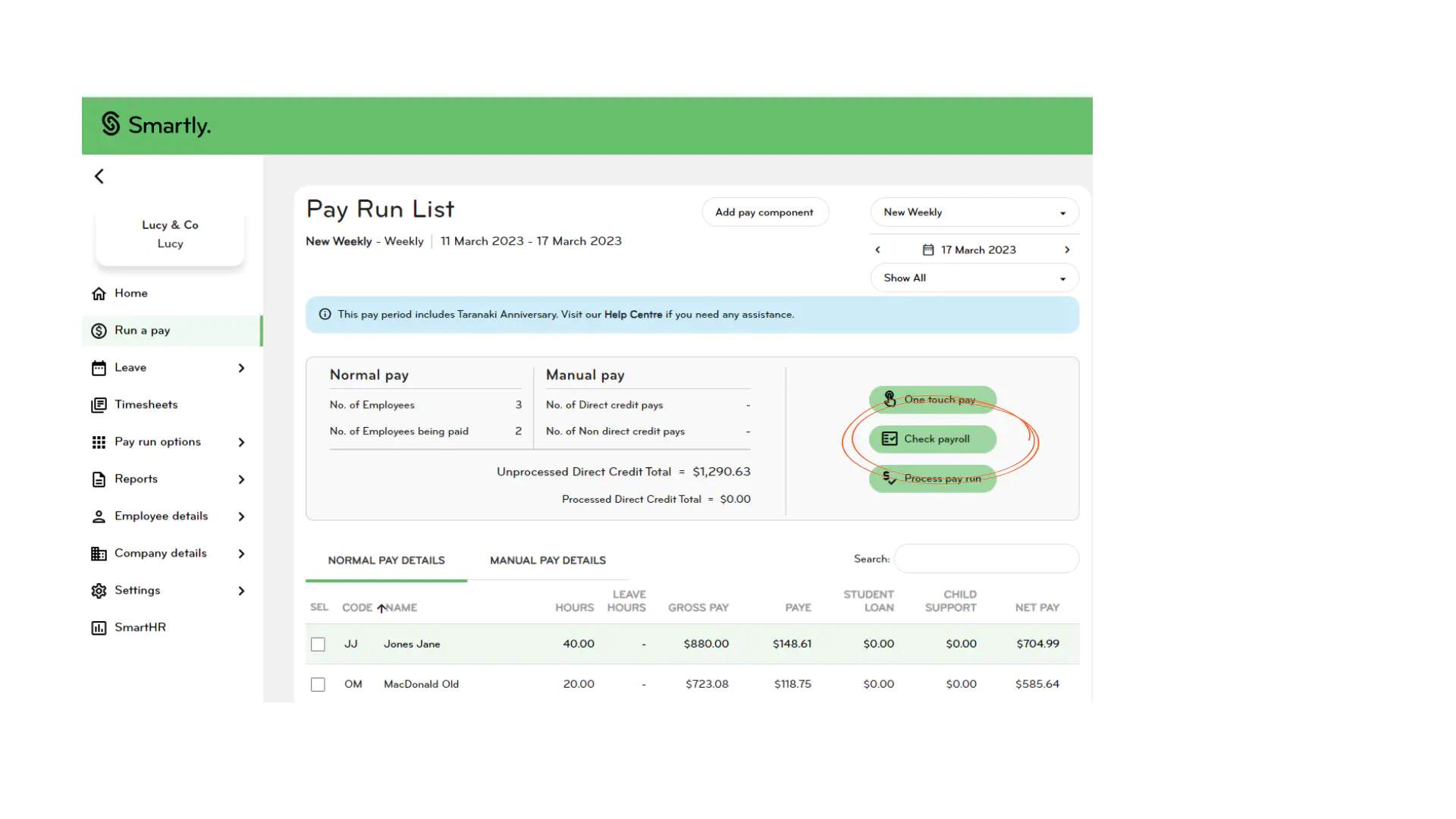 Check payroll