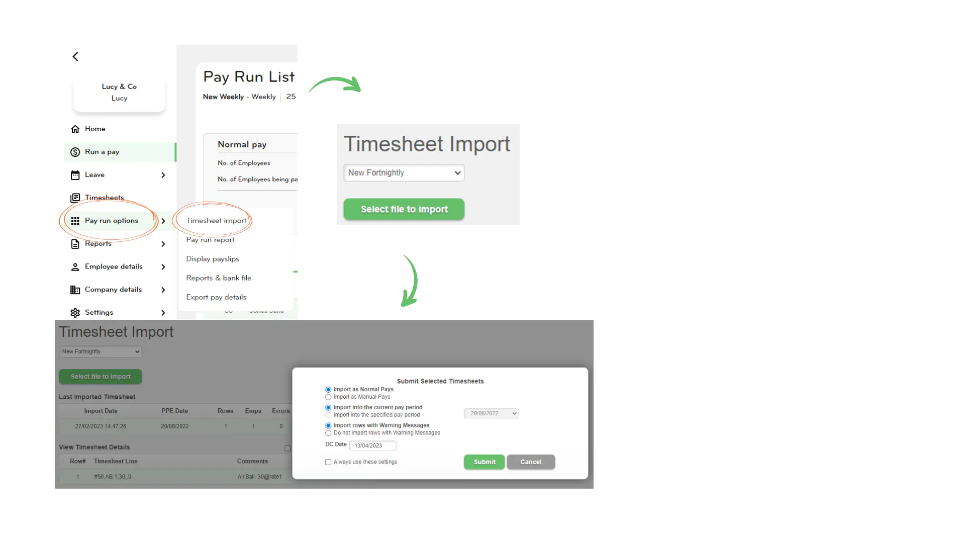 Timesheet import