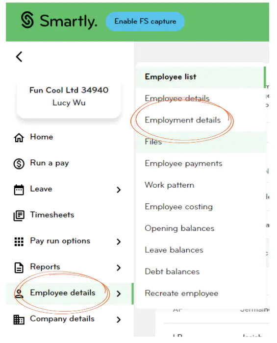 Accessing Employment details