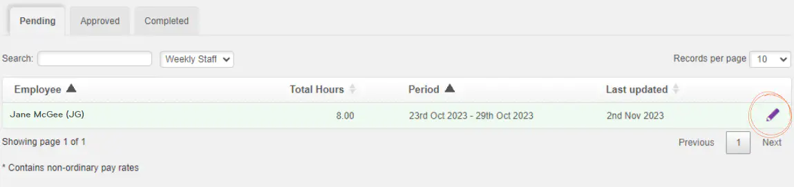 Approving or declining timesheets