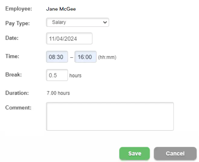 Add timesheet entry