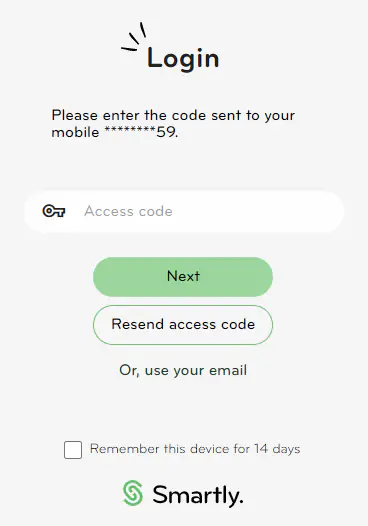 Send access code to mobile