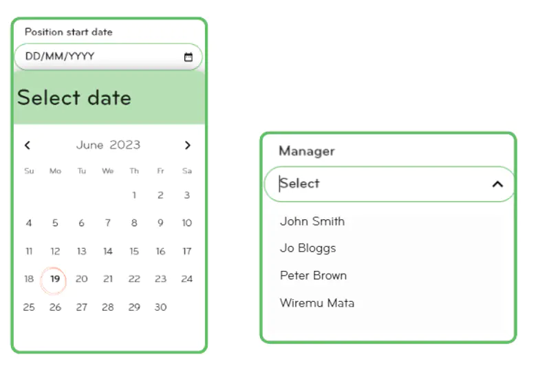 Position start date and manager