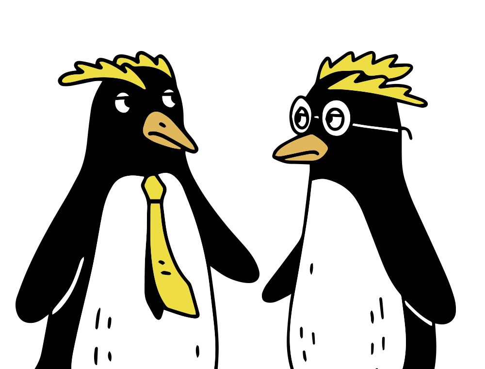 Two penguins looking at each other