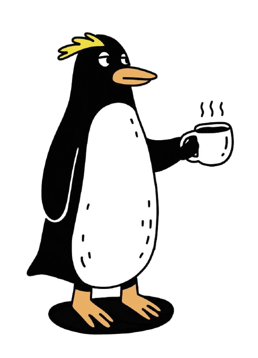 Penguin with a hot drink